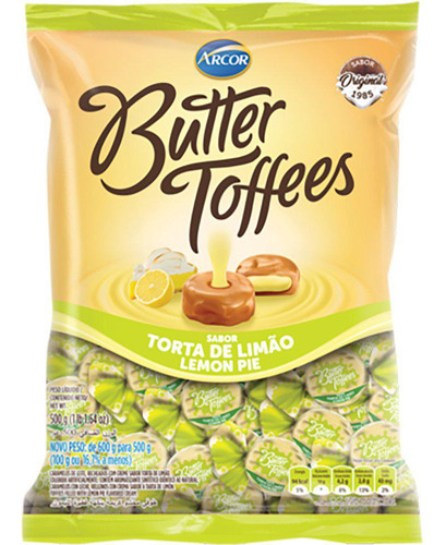 Bala Butter Toffees Recheio Torta De Limão - 60g