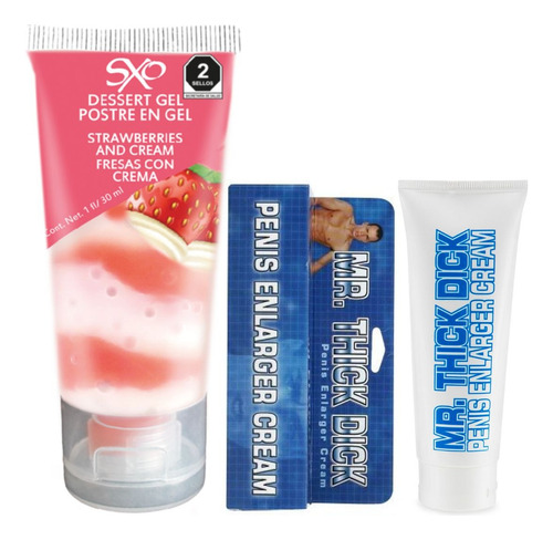 Lubricante Postre Fresas C/ Crema 30ml + Mr Thick Dick 15ml Fresas Con Crema