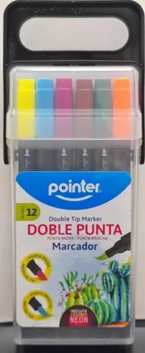 Marcadores Permanentes Pointer Doble Punta Set 12 Colores