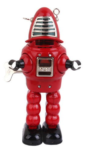 Juegos De Cuerda Robot Rojo Estaño Diseño Vintage