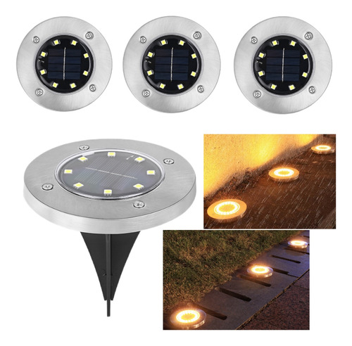 4 Piezas,lampara Solar Luz Led Exterior De Jardin 8 Led