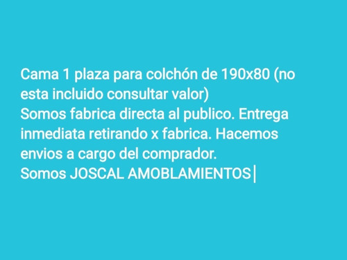 Imagen 2 de 3 de Cama Una Plaza 80 X 190 Otomama Joscal Amoblamientos