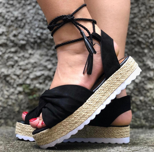 sandália flatform corda