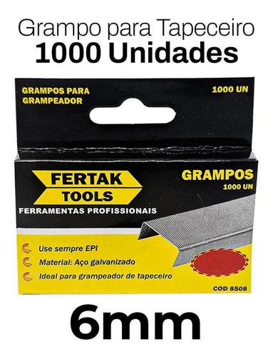 Grampo Para Grampeador De Tapeceiro 6mm Com 1000 Grampos