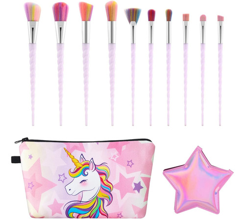 Juego De Brochas De Maquillaje De Unicornio, 12 Brochas De Y