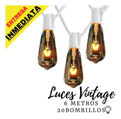 Extensión Luces Vintage 20 Bombillos 6 Metros Camping Boda