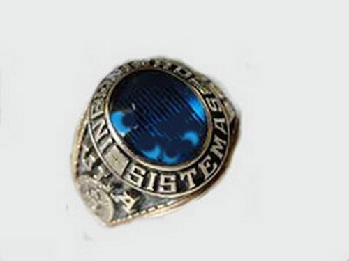 Anillos Graduación - Tamaño 6x8 - Piedra Azul Rey