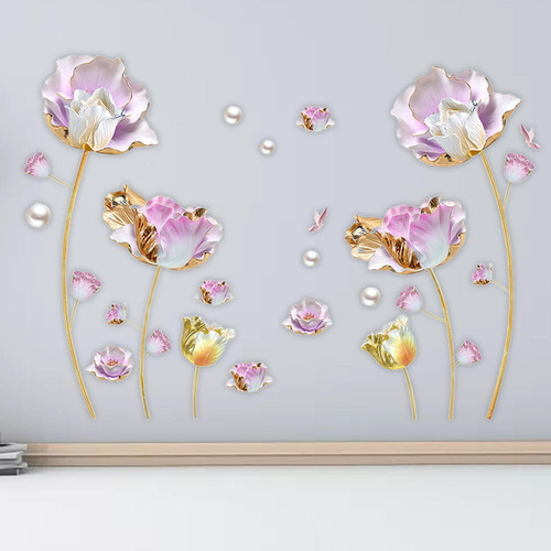 2 Uds Pegatinas De Pared Calcomanías Florales Diy