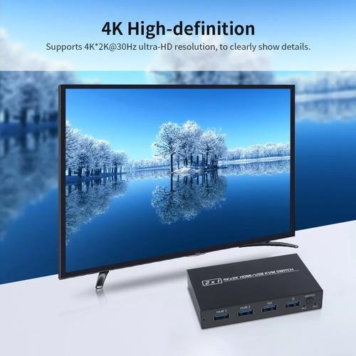 Conmutador Usb Kvm Y Hdmi H Hub Compatible Con 4k