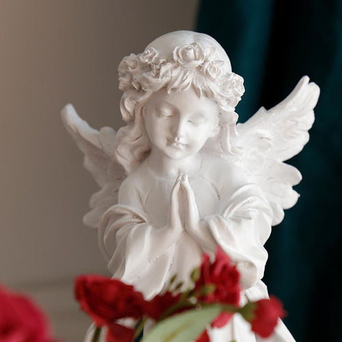 Estatueta De Anjo, Entalhadas À Mão Do Branco 1 30x15cm