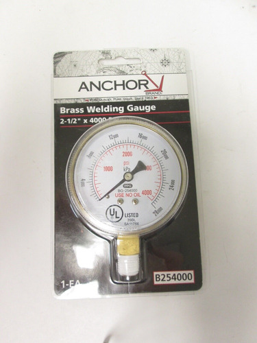 New Anchor B254000 Brass Replacement Gauge For Gas Regul Ssb