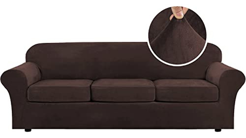 Modern Velvet Plush 4 Piece High Stretch Sofa Slipcover...