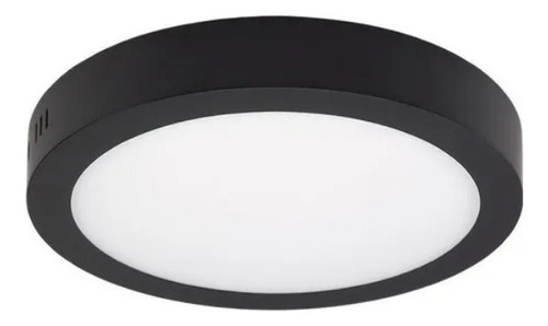 Panel Led Negro Redondo De Aplique 18w Luz Calida