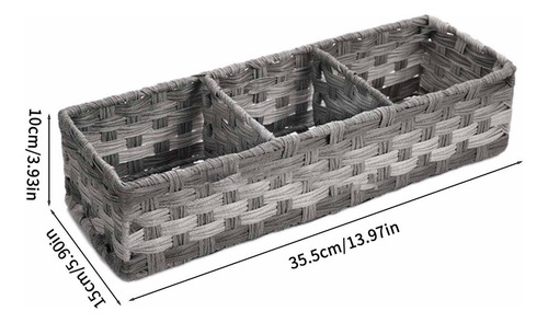 Cesta Multiusos De Mimbre De Plástico Tejida A Mano Con Divi