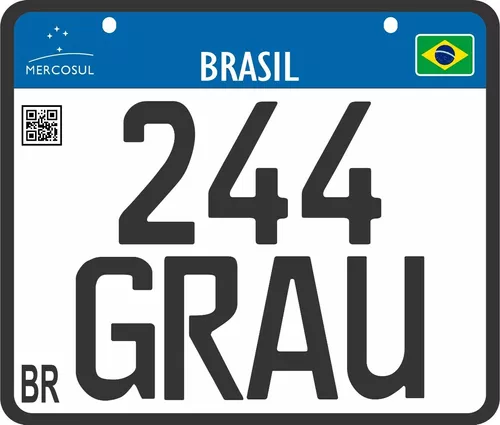 Placa Decorativa Mercosul 244 Grau Moto Bike Decoração