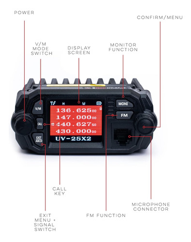 Mini Uv 25x2 Radio Móvil De Doble Banda De 25 Vatios R...