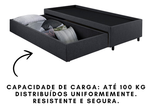 Base Box Cama Solteiro Com Gaveta Sapateria 88x188 Cm Linho