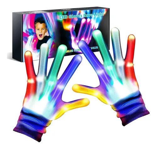 Generic Guantes LED Luminosos Multicolor Con 7 Modos - Algodón Elástico Para Niños Y Adultos - Ideal Para Fiestas Y Halloween
