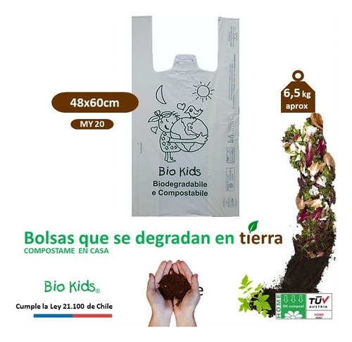 Bolsa Biodegradable Compost Camiseta | 48x60cm 20my | 50und 