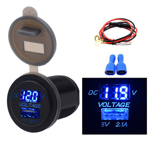 Cargador De Coche Con Puertos Usb, Pantalla De Voltaje, Volt