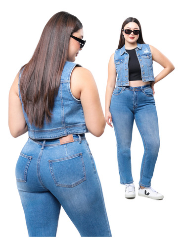 Jeans Mezclilla Estilo Recto Mujer