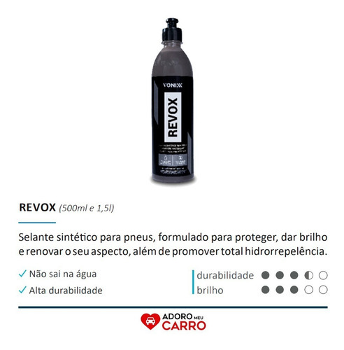 Selante Pneu Shiny Super Brilho + Renox Efeito Fosco Vonixx Cor Preto