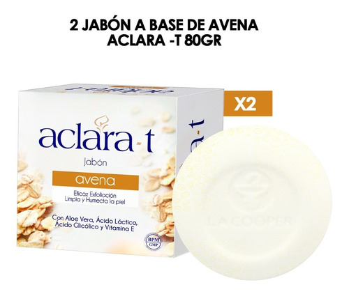 2 Jabónes A Base De Avena Aclara -t 80gr