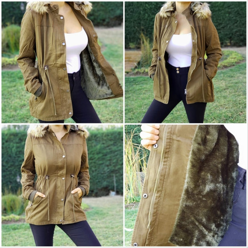 Imagen 2 de 9 de Chaqueta Gabardina Mujer. Forro Piel. S A Xxl. 6 Colores