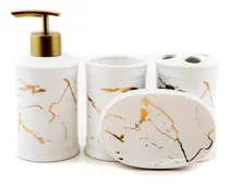 Comprar Set De Accesorios Para Baño Pacific Club Blanco Y Dorado