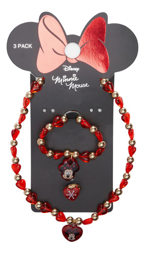 Set De Accesorios Collar Pulsera Y Anillo Minnie Mouse Para 