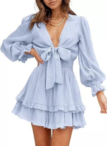 Vestidos Casuales De Verano Para Mujer, Cuello En V, Manga