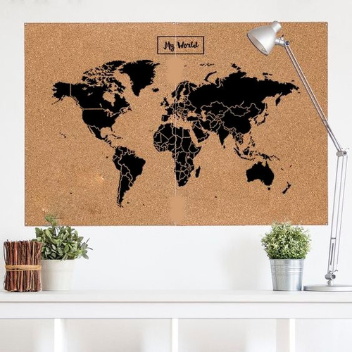 Mapamundi Planisferio Corcho Mapa De Viajes 90x60 Cm