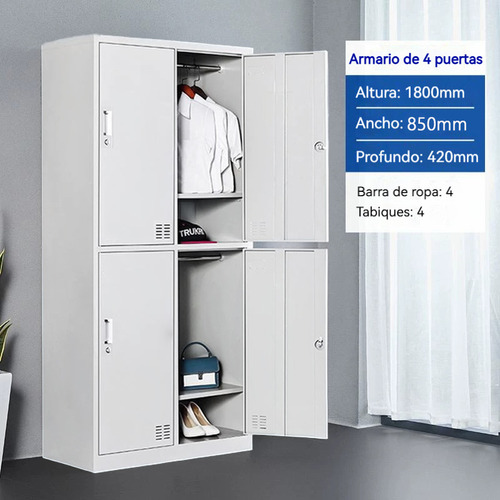 Taquilla Metálica De 4 Puertas Con Dimensiones De 180cm