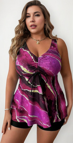 Traje Baño Gordita Plus Curvy Extra Señora Short Blusa Playa