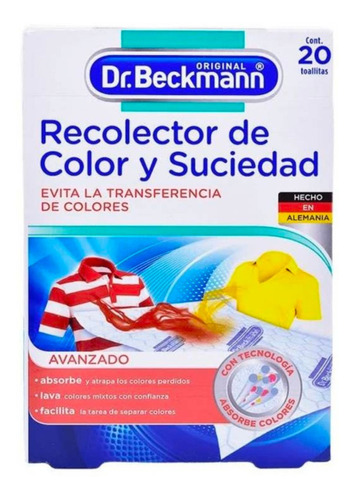 Recolector De Color Y Suciedad Dr. Beckmann 20 Toallitas