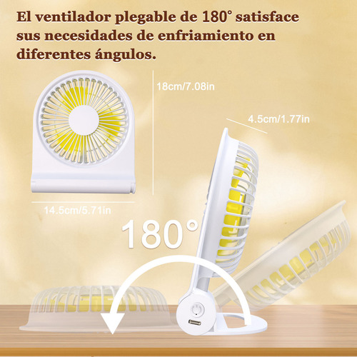 Sjrohe Ventilador De Mini Recargable Ventilado Portátil Base Y Mano Ventilador Mini Silencioso De Escritorio Portatil Recargable Usb 2000mah 3 Cuchillas 3 Marchas, 3 Velocidades Color Blanco