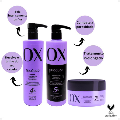 Kit Ox Glicólico: Shampoo, Condicionador E Máscara