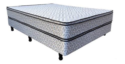 Sommier Colchon Mac Resortes Bicónicos Doble Pillow 180x200 Color Gris Lateral Negro