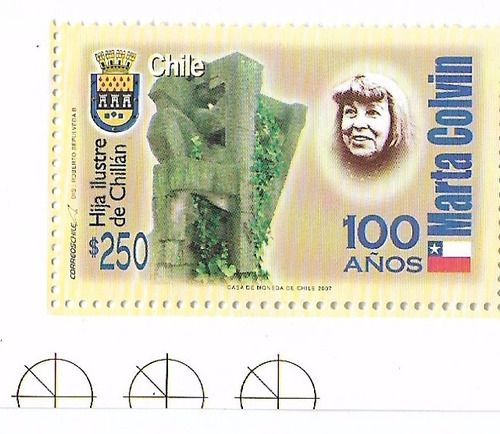4 Sellos Sellos Postales De Chile 100 Años De Marta Colvin 