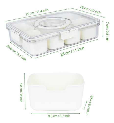 Bandeja Dividida Para Servir Con Tapa Y Asa, Caja Portátil