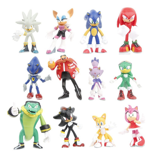 Set 12 Figuras Juguete Sonic Shadow Tail Dr Eggman Vectoc