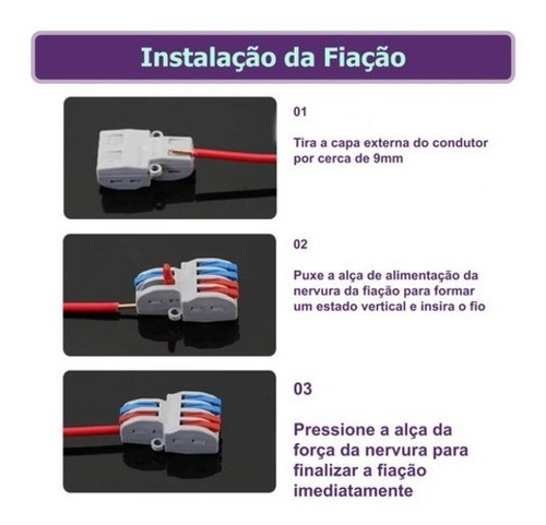 Imagem 5 de 6 de 5 Conector Emenda Derivação 2x4 Fio Alavanca Tipo Wago Df42