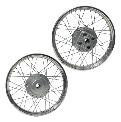 Par De Roda Fan 125 2000 Raio Inox Aro Alumínio Viper Polido
