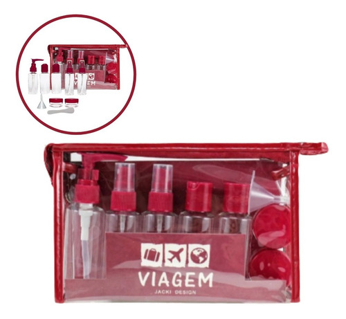 Imagem 1 de 6 de Kit De Frascos P/ Viagem De 10 Peças Vinho Potes Cosméticos