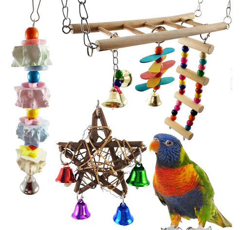 6 Pcs Bird Swing Toy Parrrot Escalera Flexible Hamaca P...