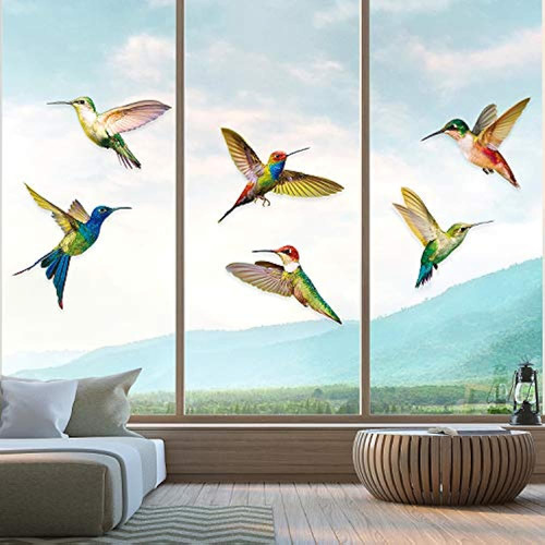 6 Piezas De Adhesivos De Ventana De Colibrí De Gran Tamaño, 