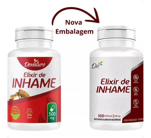 Elixir De Inhame Dor Muscular 500mg 100cáps Denature 5 Potes Sem Sabor