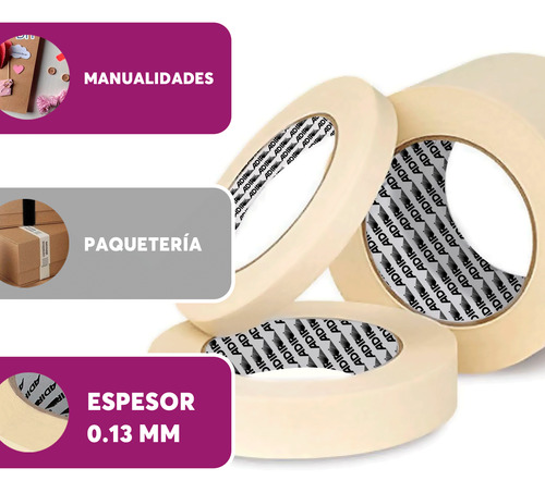 Cinta Masking Tape 6 Pzs 12mmx50m Adir 1282 Beige Lisa