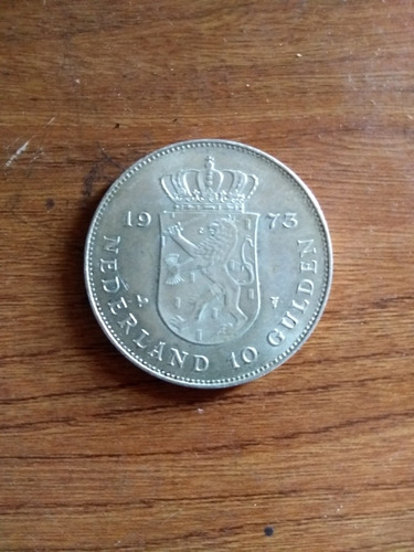 Moneda Holanda 10 Gulden 1973 Plata 25 G