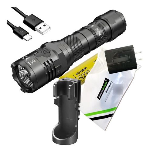 Linterna Táctica Recargable Usb 4000 Lm Con Adaptador De Car